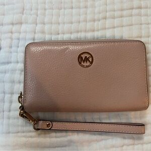 Michael Kors Blush Wristlet with Gold Accents